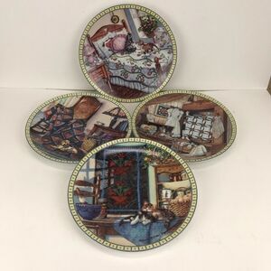 Edwin M Knowles Kittens Country Lot Of 4 Plates
